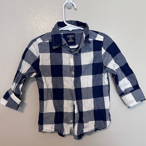 OshKosh B'gosh- Navy and White Plaid Shirt- 3T - Picture 1 of 4